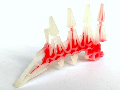 Bionicle Weapon Small Blade with 4 Spikes with Marbled Red Pattern