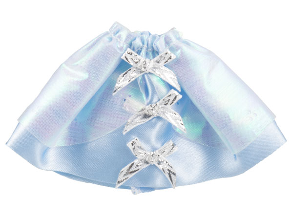 Belville, Clothes Skirt Long, Satin with 3 Silver Bows Pattern and Sheer Iridescent Layer