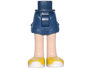 Mini Doll Hips and Shorts Folded Hem with Light Nougat Legs and Yellow Shoes with White Soles and Laces Pattern - Thick Hinge