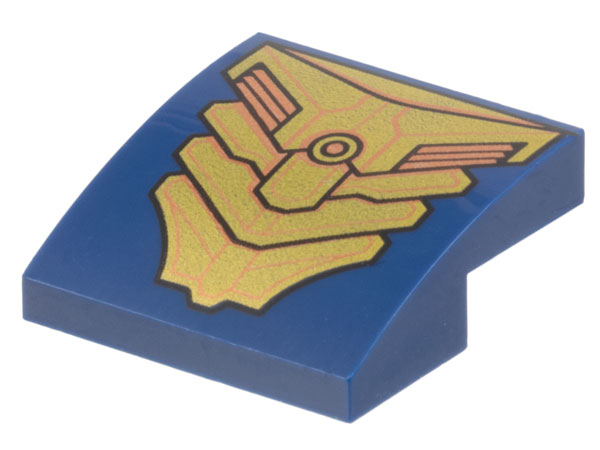 Slope, Curved 2 x 2 x 2/3 with Gold and Copper Armor Plates Pattern