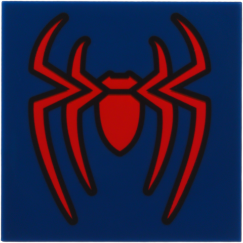Tile 4 x 4 with Red Spider with Black Outlines Pattern