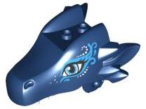 Dragon Head (Elves) Jaw Upper with Medium Blue Eyes and Blue Swirls Pattern (Sapphire)