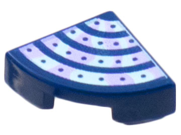 Tile, Round 1 x 1 Quarter with 4 Lavender and Light Aqua Tentacle Stripes with Dots Pattern