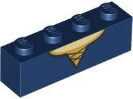 Brick 1 x 4 with Black Laces, Gold Dress Trim, and Tan Neck Pattern (BrickHeadz Merida Chest)