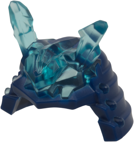 Minifigure, Headgear Helmet Ninja (Ninjago Samurai) with Molded Trans-Light Blue Crystal Horns Pattern in Dark Blue