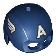 Minifigure, Headgear Helmet Mask, Hole on Top with White Letter A and Wings on Sides Pattern (Captain America) (Undetermined Type)