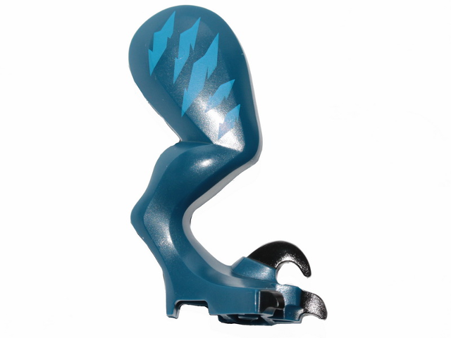 Dinosaur Leg Large (Rear) Raptor Right with Black Pin with Black Claws and Blue Stripes Pattern