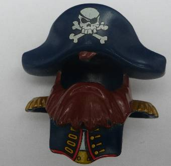 Duplo Wear Head Cover, Shirt with Reddish Brown Beard and Dark Blue Hat with Skull and Crossbones Pattern