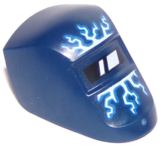 Minifigure, Visor Welding with Lightning Blue and White Pattern