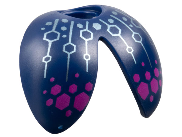 Minifigure Wings Insect Beetle with Neck Hole with Metallic Light Blue Circuitry and Magenta Hexagons Pattern