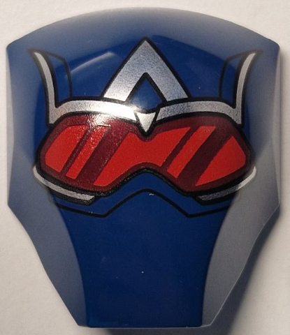 Large Figure Armor, Smooth with 2 x 2 Round Brick Attachment with Goggles with Single Red Lens and Dark Red Reflections, Silver Stylized Capital Letter A on Forehead Pattern (New Captain America Head)