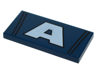 Tile 2 x 4 with White 'A' and Black Lines Pattern