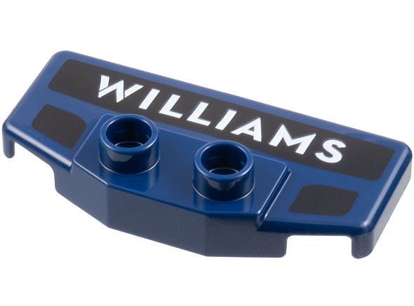 Duplo Rear Spoiler / Wing with White 'WILLIAMS' on Black Background, 2 Black Markings Pattern