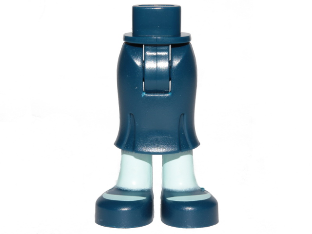 Mini Doll Hips and Skirt Long, Light Aqua Legs and Dark Blue Open Toe Shoes Pattern - Thick Hinge