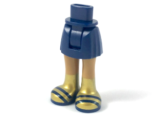 Mini Doll Hips and Skirt, Medium Nougat Legs and Gold Boots with Dark Blue Stripes and Soles Pattern - Thick Hinge