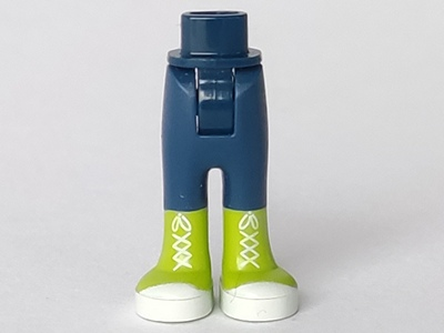 Mini Doll Hips and Trousers with Back Pockets with Lime Boots with White Laces, Soles, and Toe Caps Pattern - Thick Hinge