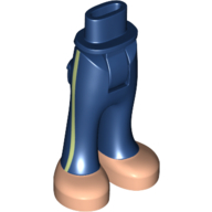 Mini Doll Hips and Trousers with Back Pockets with Light Nougat Feet and Sand Green Vertical Stripes Pattern - Thick Hinge