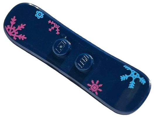 Minifigure, Utensil Snowboard Small with Medium Blue and Dark Pink Snowflakes Pattern