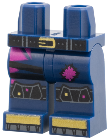 Hips and Legs with Black Belt, Strap, and Kneepads, Gold Buckle and Toes, Magenta Patch and Trim Pattern