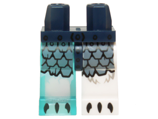 Hips and 1 White Left Leg, 1 Trans-Light Blue Right Leg with Sand Blue Scaled Armor and Black Claws Pattern