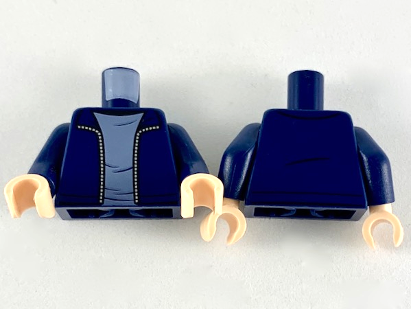 Torso Jacket with Silver Zipper and Sand Blue Shirt Pattern / Dark Blue  Arms / Light Nougat Hands : Part 973pb3596c01