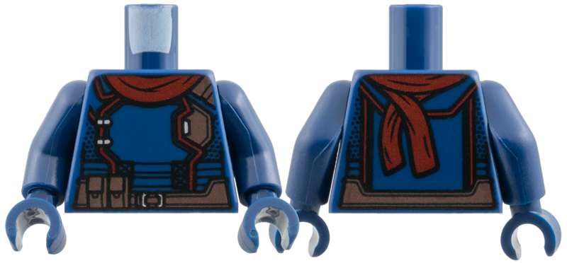 Torso Jumpsuit, Dark Red Scarf and Piping, Dark Brown Panels and Utility Belt with Pouches Pattern / Dark Blue Arms / Dark Blue Hands