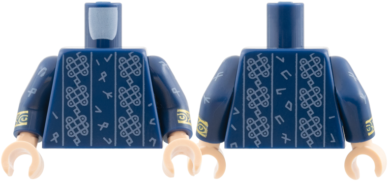 Dark blue robe torso with sand blue runes