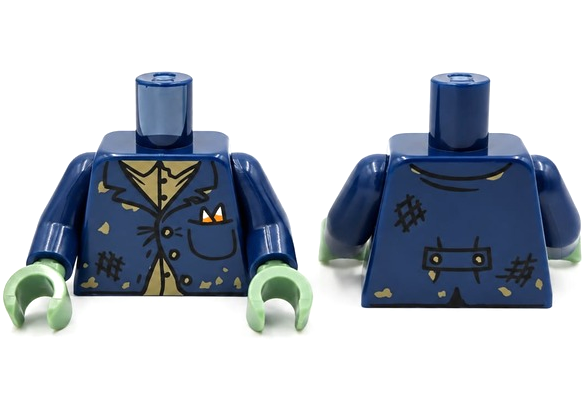 Dark blue tattered suit jacket torso with candy cane