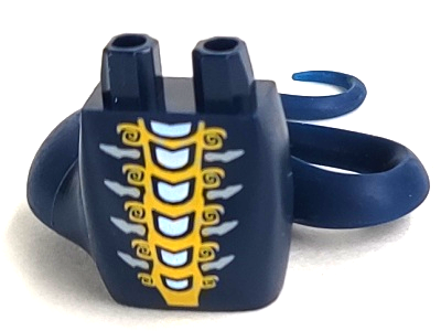 Lower Body, Serpent with Molded Flexible Rubber (Same Color) Tail and Printed Yellow and Light Blue Scales Pattern