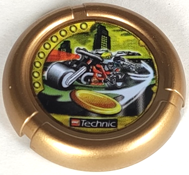 Throwing Disk with Throwbot Millennia / Slizer Millennium 9 Pips, LEGO Technic Logo, and Robot on Motorcycle Throwing Disk Pattern
