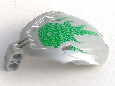 Bionicle Bohrok Windscreen 4 x 5 x 7 with Green Scales and Lehvak-Kal Logo Pattern