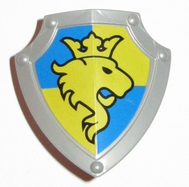 Duplo Utensil Shield, Angled Triangle with Yellow Lion and Crown Pattern