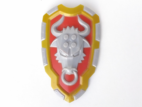Large Figure Shield, 2 x 2 Brick Relief, Bull with Red and Gold Pattern
