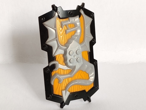 Large Figure Shield, 2 x 2 Brick Relief, Dragon with Bright Light Orange and Black Pattern