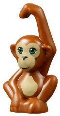 Monkey, Friends Style, Baby (Orangutan) with Bright Green Eyes, Black Nose, Dark Tan Face and Stomach Pattern