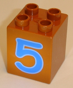 Duplo, Brick 2 x 2 x 2 with Number 5 Blue Pattern
