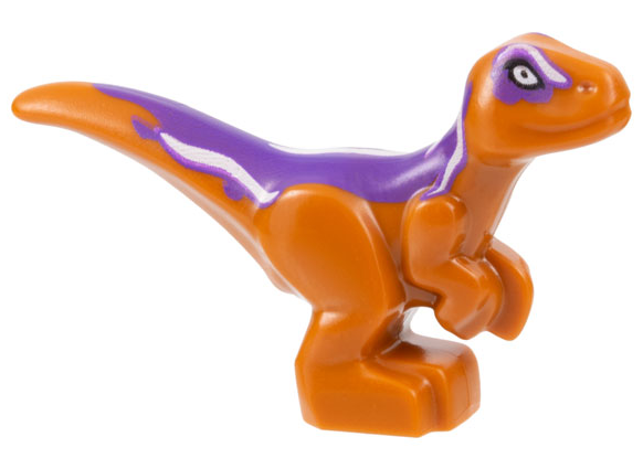 Dinosaur Baby Standing with Dark Purple Back, White Stripes, and White Eyes Pattern