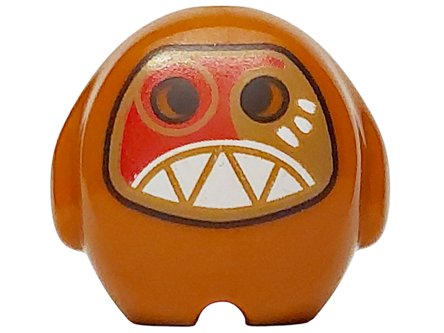 Minifigure, Utensil Pillow Plush Toy with Kakamora with Dark Brown Eyes, Dark Tan and Red Mask, White Pointed Teeth and Face Paint Pattern