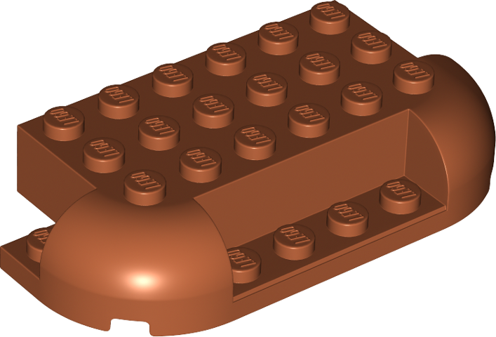 Brick, Round 4 x 8 x 1 1/3 with 2 Curved Corners, 1 x 4 Cutout on Side, 2 x 1 Cutouts on Ends