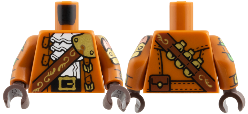 Dark orange coat torso with dark orange arms and dark brown hands.