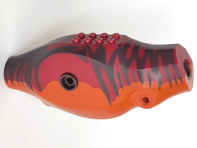 Dinosaur Body Tyrannosaurus rex with Dark Red Top with Dark Brown Stripes Pattern