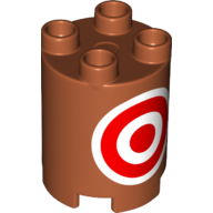 Duplo, Brick Round 2 x 2 x 2 with Red and White Target Pattern