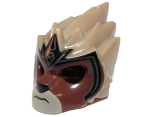 Minifigure, Headgear Mask Lion with Reddish Brown Face and Dark Blue Headpiece Pattern