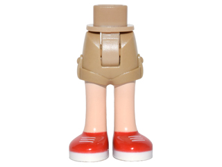 Mini Doll Hips and Shorts Folded Hem with Light Nougat Legs and Red Shoes with White Soles and Laces Pattern - Thick Hinge