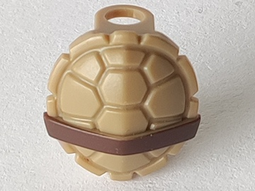Minifigure Turtle Shell with Dark Brown Horizontal Belt Pattern