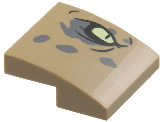 Slope, Curved 2 x 2 x 2/3 with Bright Light Yellow Eye, Dark Bluish Gray Spots Pattern Model Right Side