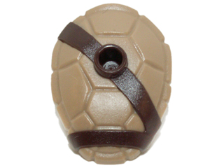 Minifigure Turtle Shell with Stud with Molded Dark Brown Horizontal and Diagonal Belts Pattern