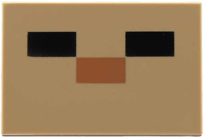 Tile 2 x 3 with Black and Medium Brown Rectangles Pattern (Minecraft Baby Husk Face)