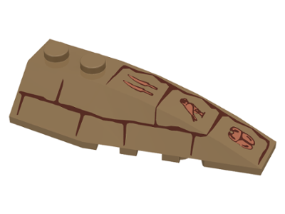 Wedge 6 x 2 Right with Bricks and Hieroglyphs Pattern