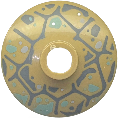 Dish 2 x 2 Inverted (Radar) with Dark Bluish Gray Angled Armor with Sand Green and Light Bluish Gray Splotches Pattern in Dark Tan